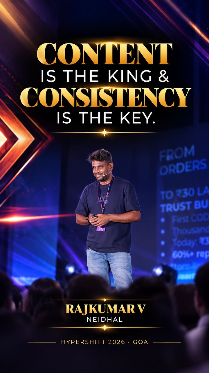 HyperShift Goa 2026: Rajkumar V on stage